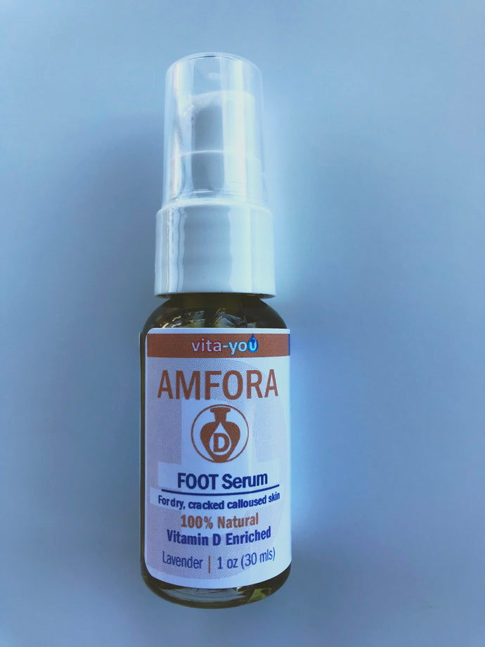 AMFORA Foot Serum | 100% Natural | Moisturizer| vitamin D | dry, cracked calloused feet | lavender | botanical oils |